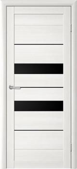 Дверь межкомнатная Т-4 лиственница белая черное стекло