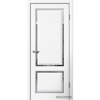 Межкомнатная дверь Эмалит E02 ПО белый, зеркало