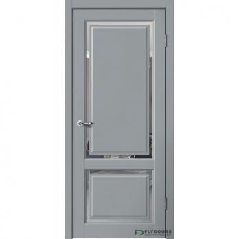 Межкомнатная дверь Эмалит E02 ПО Серый, зеркало