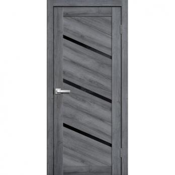Межкомнатная дверь L05 Дуб стоунвуд 3D Lacobel чёрное