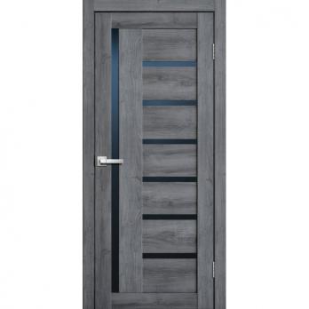 Межкомнатная дверь L17 Дуб стоунвуд 3D Lacobel чёрное
