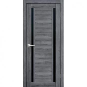 Межкомнатная дверь L23 Дуб стоунвуд 3D Lacobel чёрное